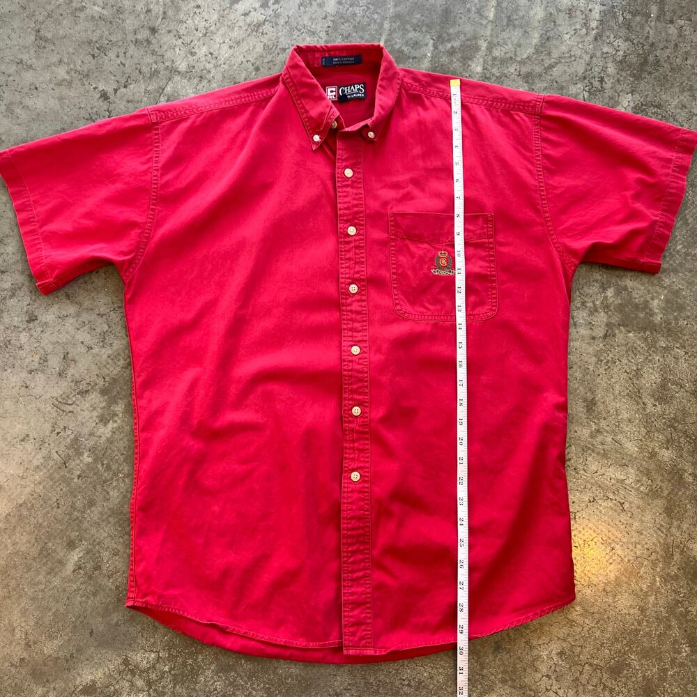 90s Vintage Chaps Ralph Lauren Crest Shirt Red M fits L 9.5/10 Collector Fade - Picture 7 of 7